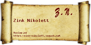 Zink Nikolett névjegykártya